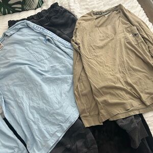 PINK Victoria's Secret Gray Camo Pajama Pants and two shirts